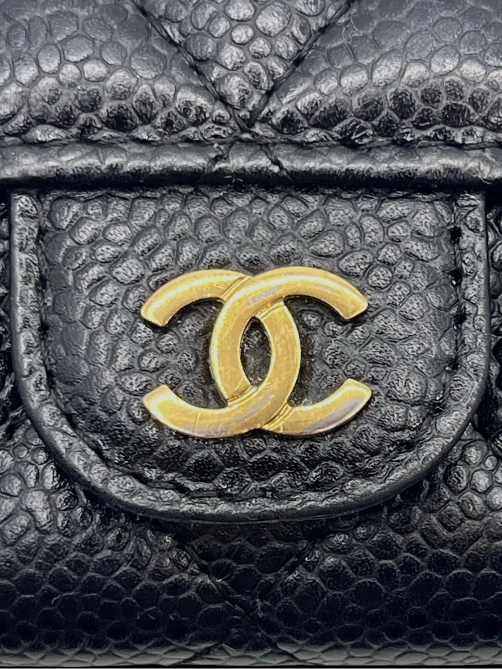 CHANEL Classic Flap Card Holder Business Card Case Caviar Black Auth
